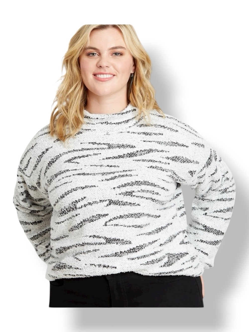 Maurice's Women’s Mock Neck Animal Print Fuzzy Sweater Casual Knit Party XL